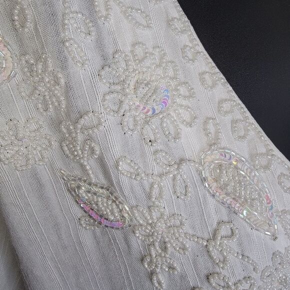 Daphne New York white beaded tunic top 1x - Picture 2 of 8